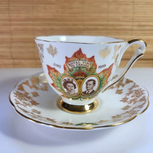 Royal Visit To Canada 1959 Queen Elizabeth II Prince Philip Cup & Saucer - Picture 1 of 11